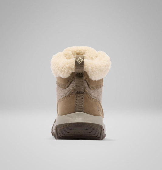 Columbia Burnsider Cozy Mid Waterproof Winter Boots Women product view 2 — Wet Sand, Mud