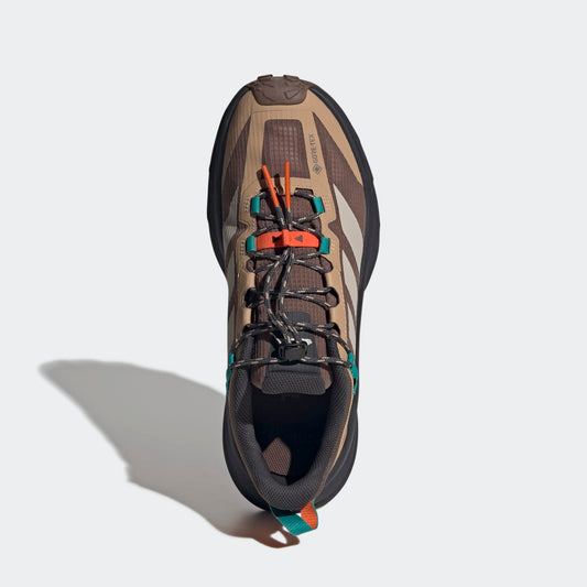 Adidas Terrex Freehiker SL GORE-TEX Hiking Shoes Men - Top Portrait View - Earth Strata / Beige / Pure Teal