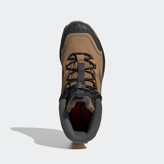 Adidas Terrex Winter Leather Mid Cut RAIN.RDY COLD.RDY Boots - Top Portrait View - Cardboard / Carbon / Bronze Strata