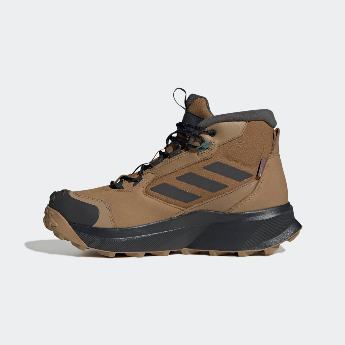 Adidas Terrex Winter Leather Mid Cut RAIN.RDY COLD.RDY Boots - Side Medial Center View - Cardboard / Carbon / Bronze Strata