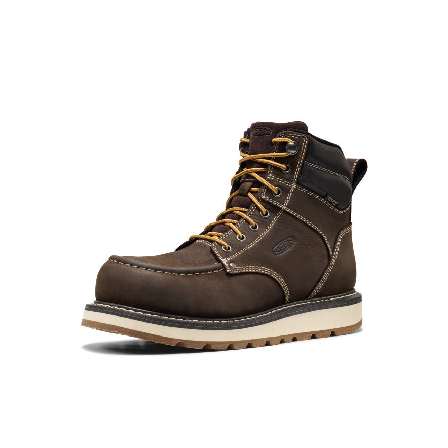 KEEN Cincinnati 6" Waterproof Boot (Carbon Toe) Men product view 3 — Dark Chocolate/Sandshell