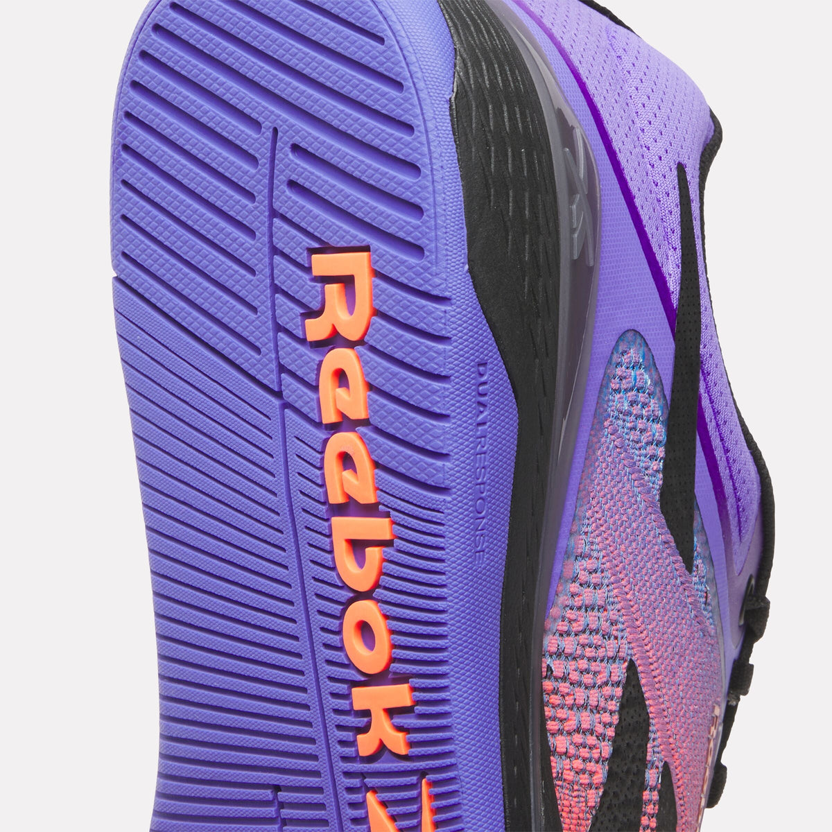 Reebok Nano X5 Training Shoes product view 6 — White/Flash Orange/Royal Purple