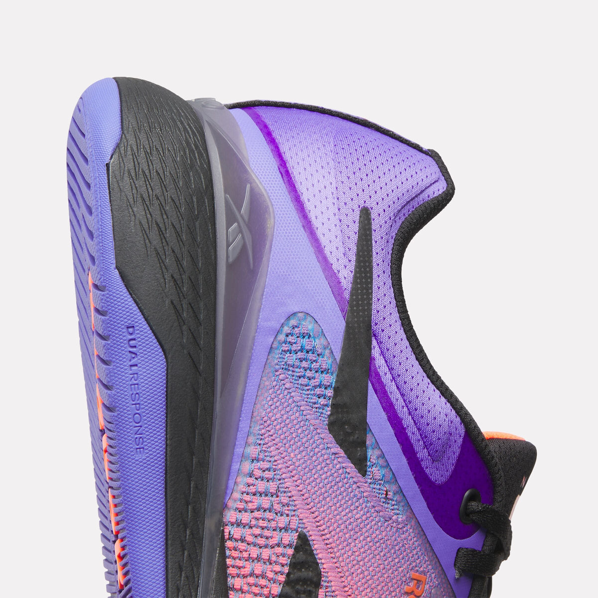 Reebok Nano X5 Training Shoes product view 4 — White/Flash Orange/Royal Purple