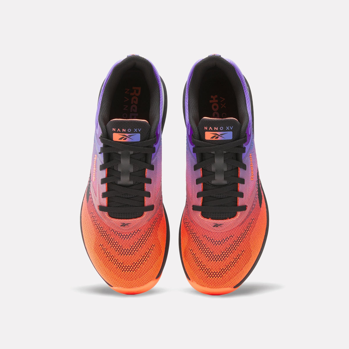 Reebok Nano X5 Training Shoes product view 3 — White/Flash Orange/Royal Purple