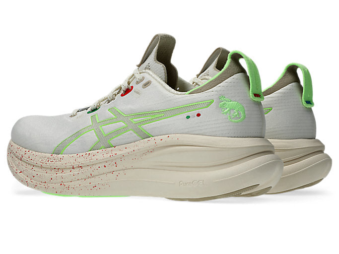 ASICS GEL-NIMBUS 28 x NADIA BATTOCLETTI Women's product view 3 — Cream/Illuminate Green