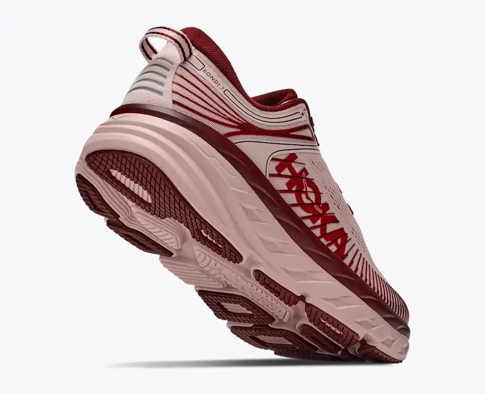 HOKA Bondi 7 Women's product view 4 — Pink Opal / Varsity Burgundy