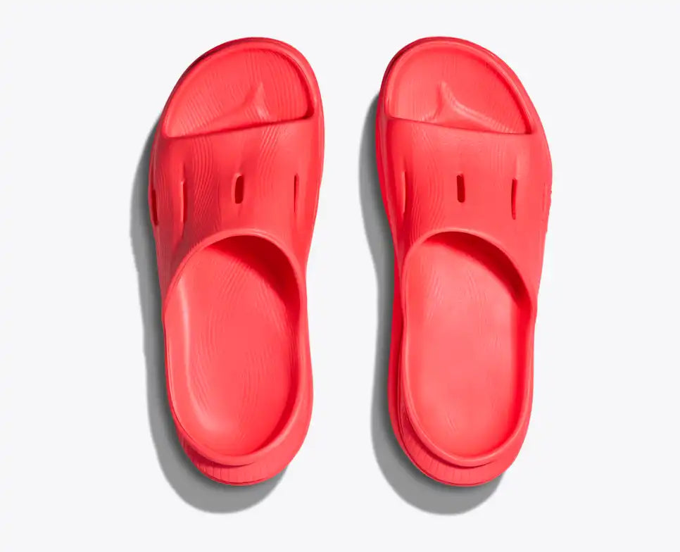 HOKA Ora Recovery Slide 3 Unisex product view 2 — Neon Flame / Neon Flame