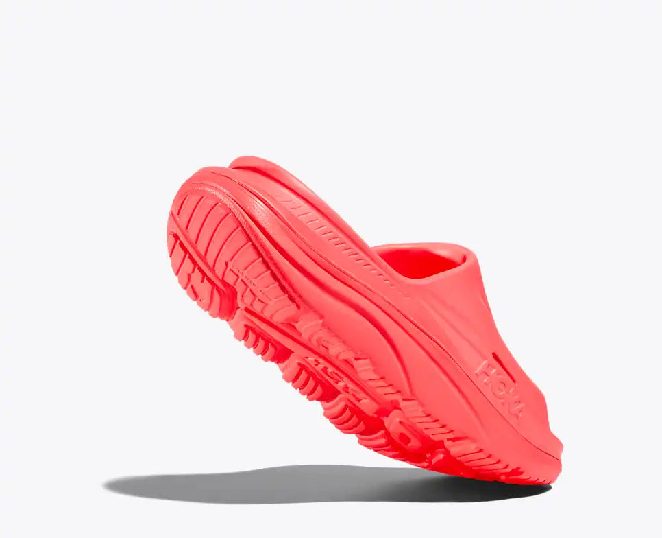 HOKA Ora Recovery Slide 3 Unisex product view 4 — Neon Flame / Neon Flame