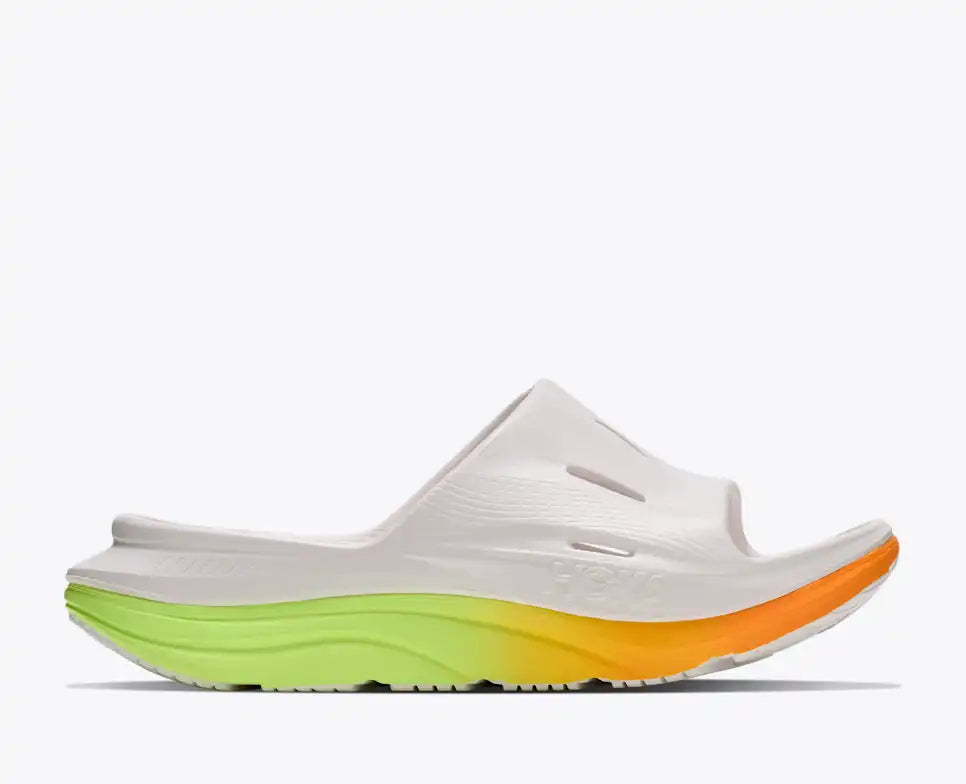 HOKA Ora Recovery Slide 3 Unisex product view 1 — White / Neon Yuzu