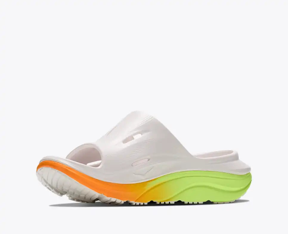 HOKA Ora Recovery Slide 3 Unisex product view 3 — White / Neon Yuzu