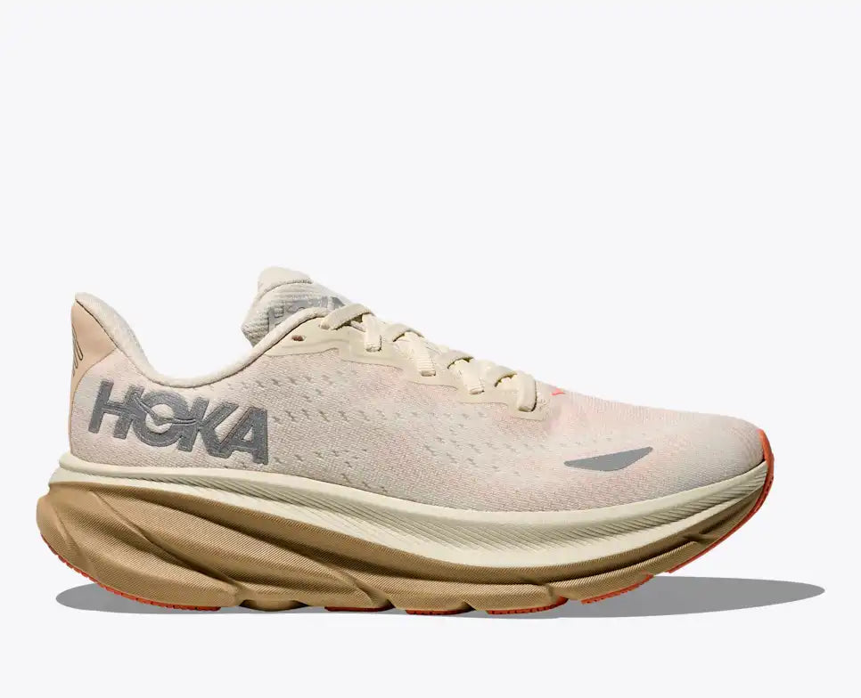 HOKA Clifton 9 GORE-TEX Women's product view 1 — Eggshell / Khaki