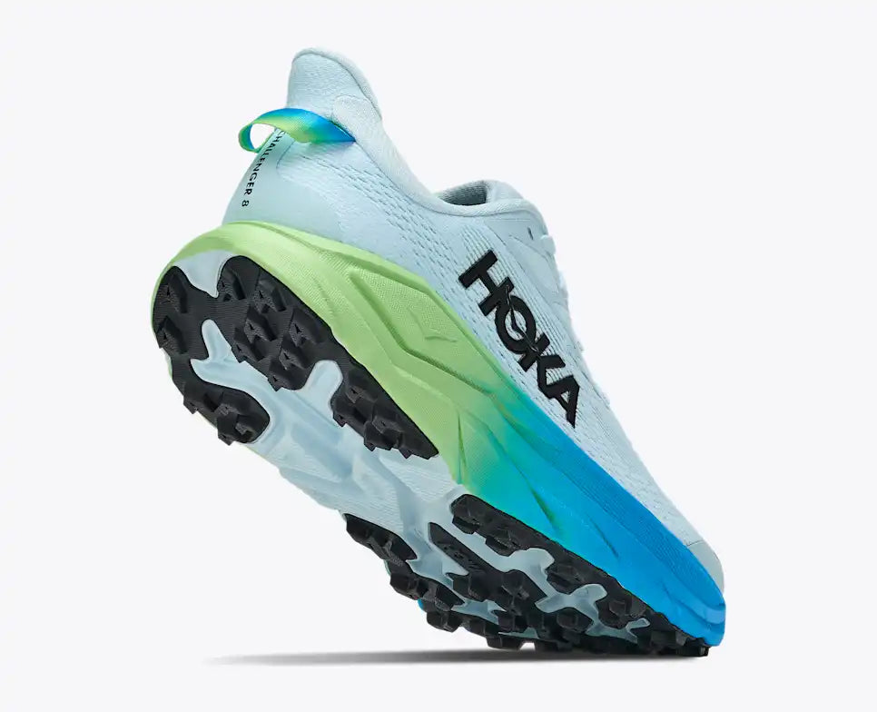 HOKA Challenger 8 Women's product view 4 — Glimmering Blue / Tart Apple