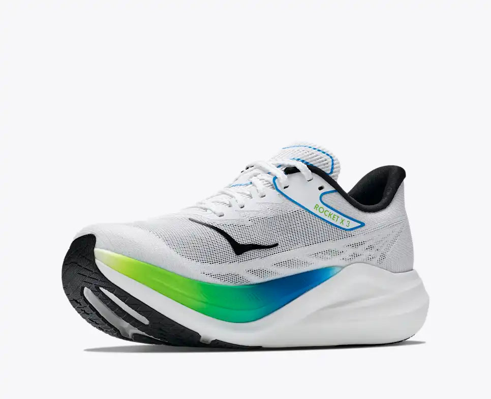 HOKA Rocket X 3 Unisex product view 3 — Frost / Electric Lime