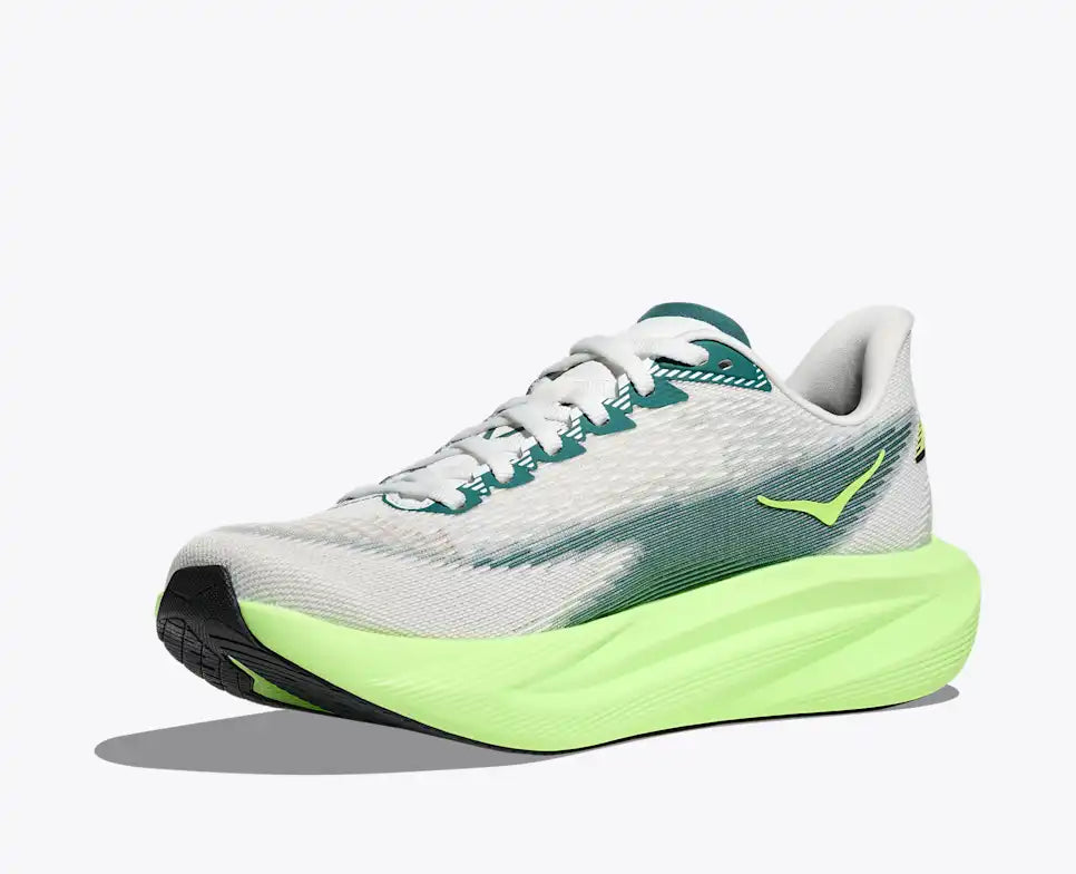 HOKA Mach 7 Men's product view 3 — Frost / Neon Yuzu