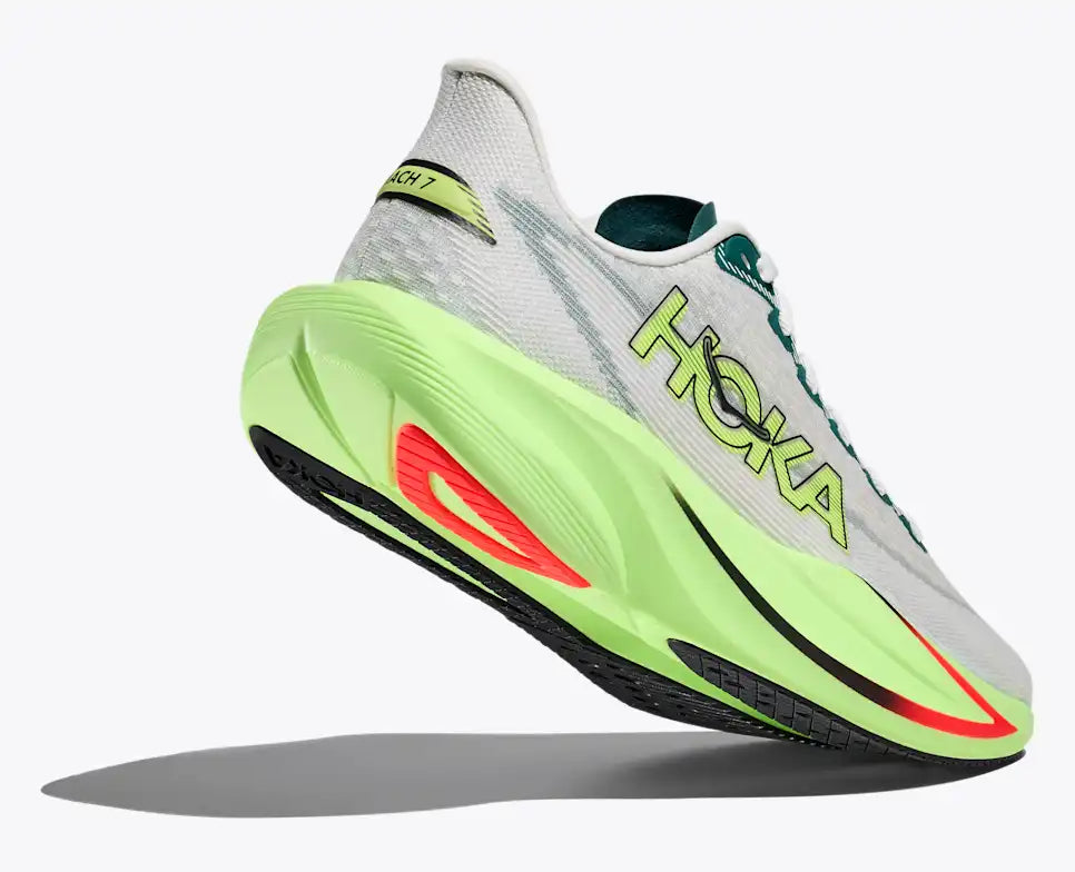 HOKA Mach 7 Men's product view 4 — Frost / Neon Yuzu