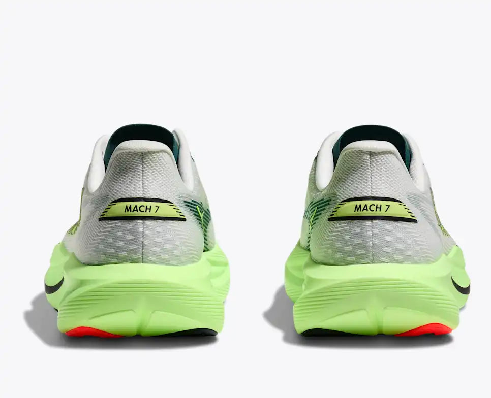 HOKA Mach 7 Men's product view 5 — Frost / Neon Yuzu