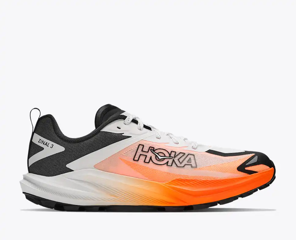 HOKA Zinal 3 Men's product view 1 — Frost / Neon Tangerine
