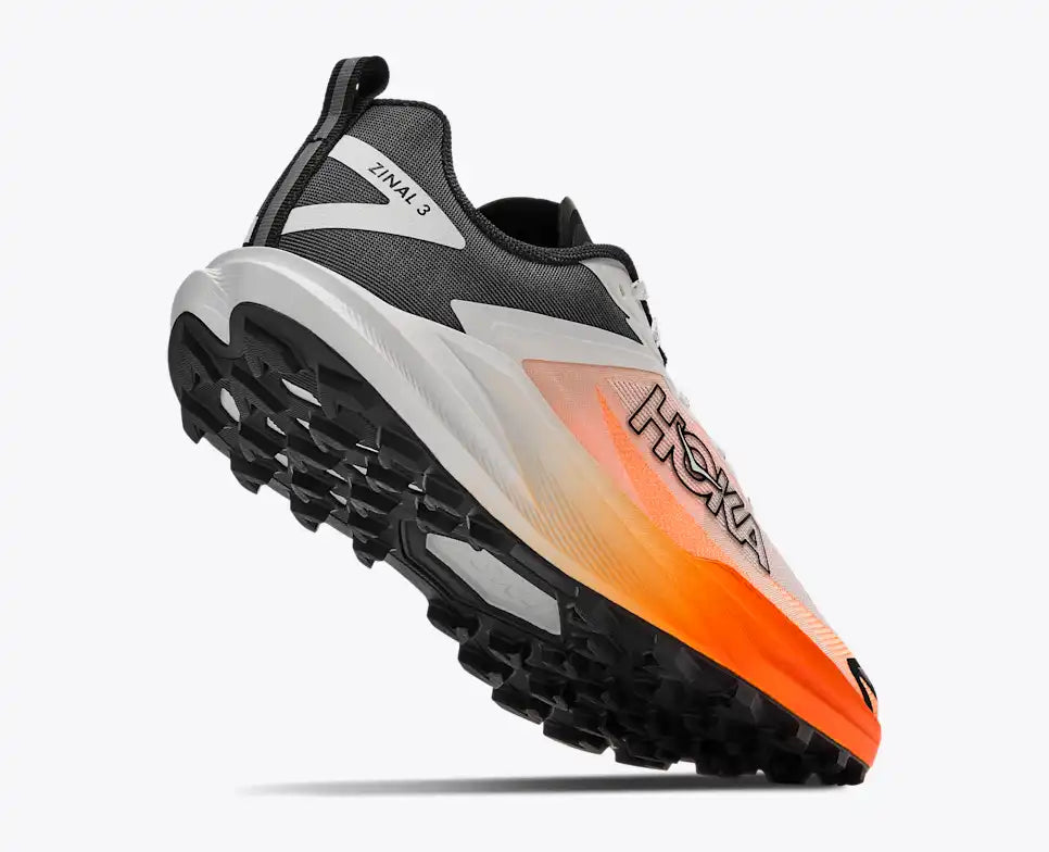 HOKA Zinal 3 Men's product view 4 — Frost / Neon Tangerine