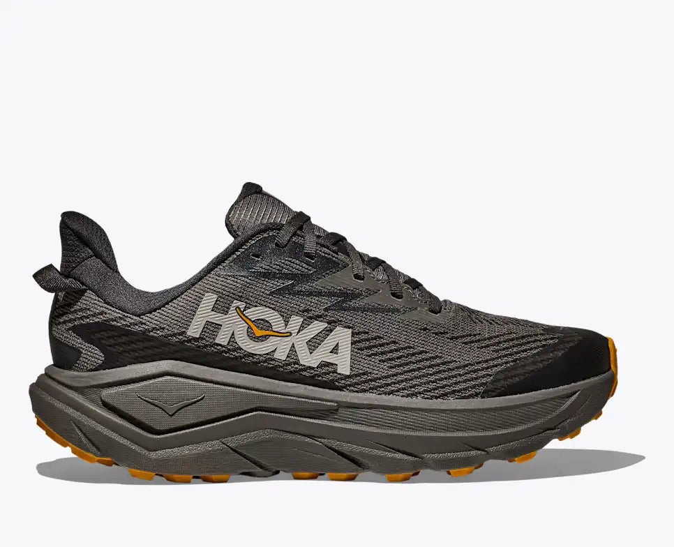 HOKA Challenger 8 GORE-TEX Men's product view 1 — Asphalt Grey / Varsity Yellow