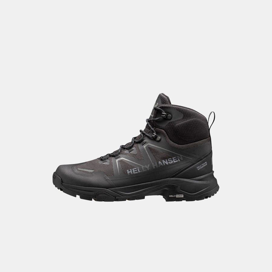 Helly Hansen Men's Cascade HELLY TECH® Waterproof Mid Cut Hiking Boots product view 1 — Black / New Light Grey