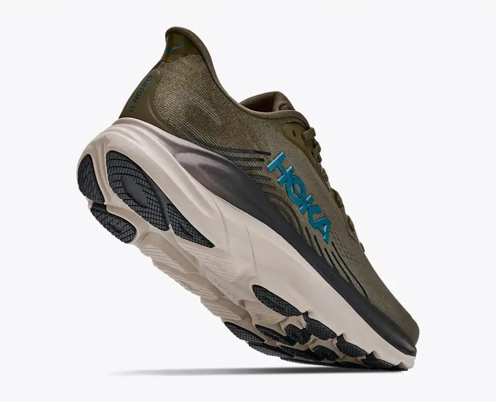 HOKA Clifton 11 Unisex product view 4 — Antique Olive / River Rock Grey