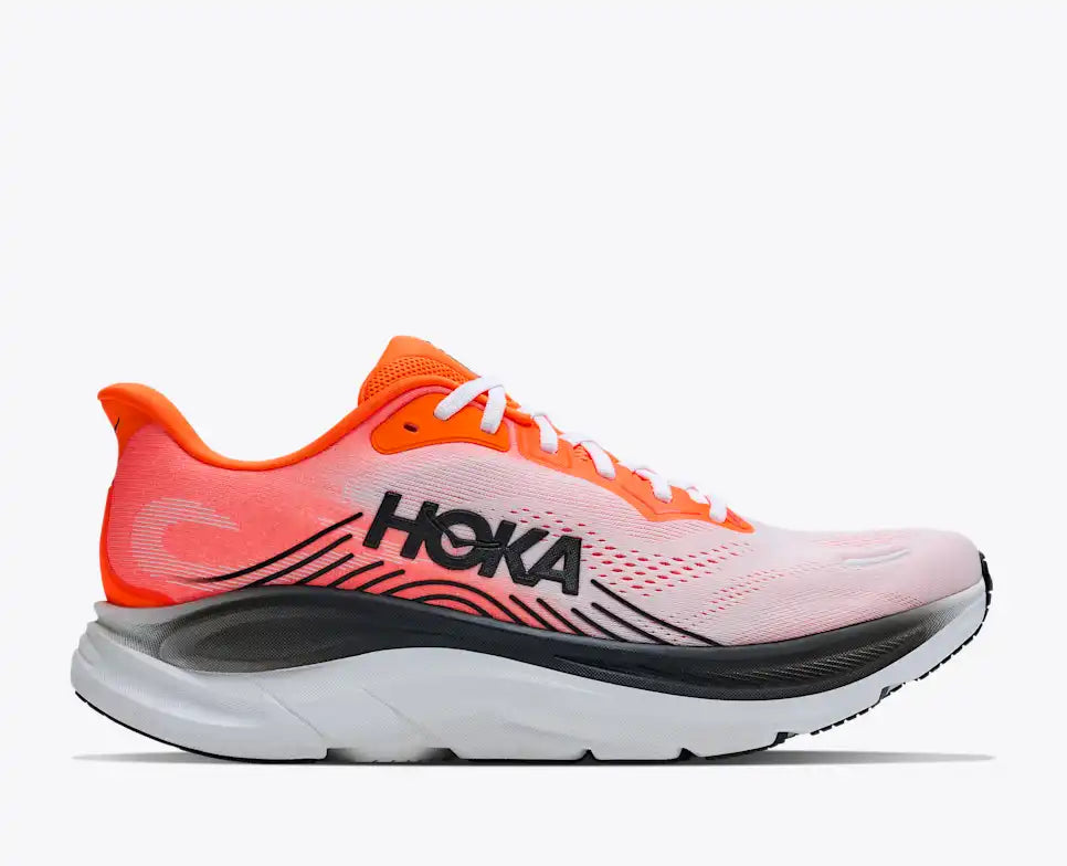 HOKA Clifton 11 Men's product view 1 — Neon Tangerine / Frost