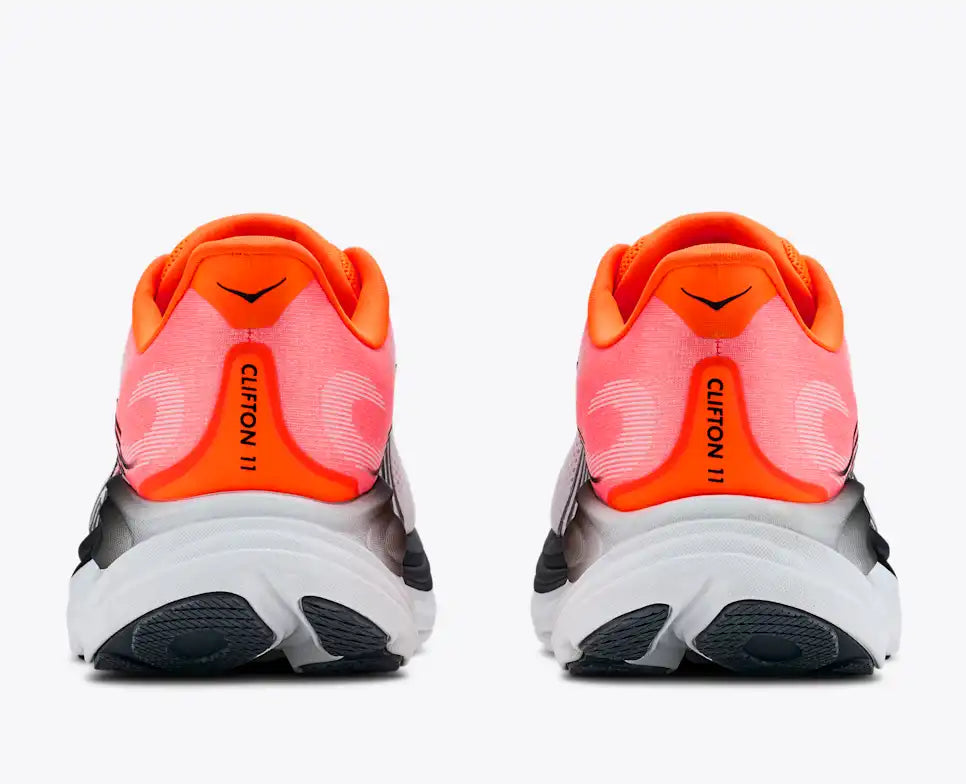 HOKA Clifton 11 Men's product view 5 — Neon Tangerine / Frost