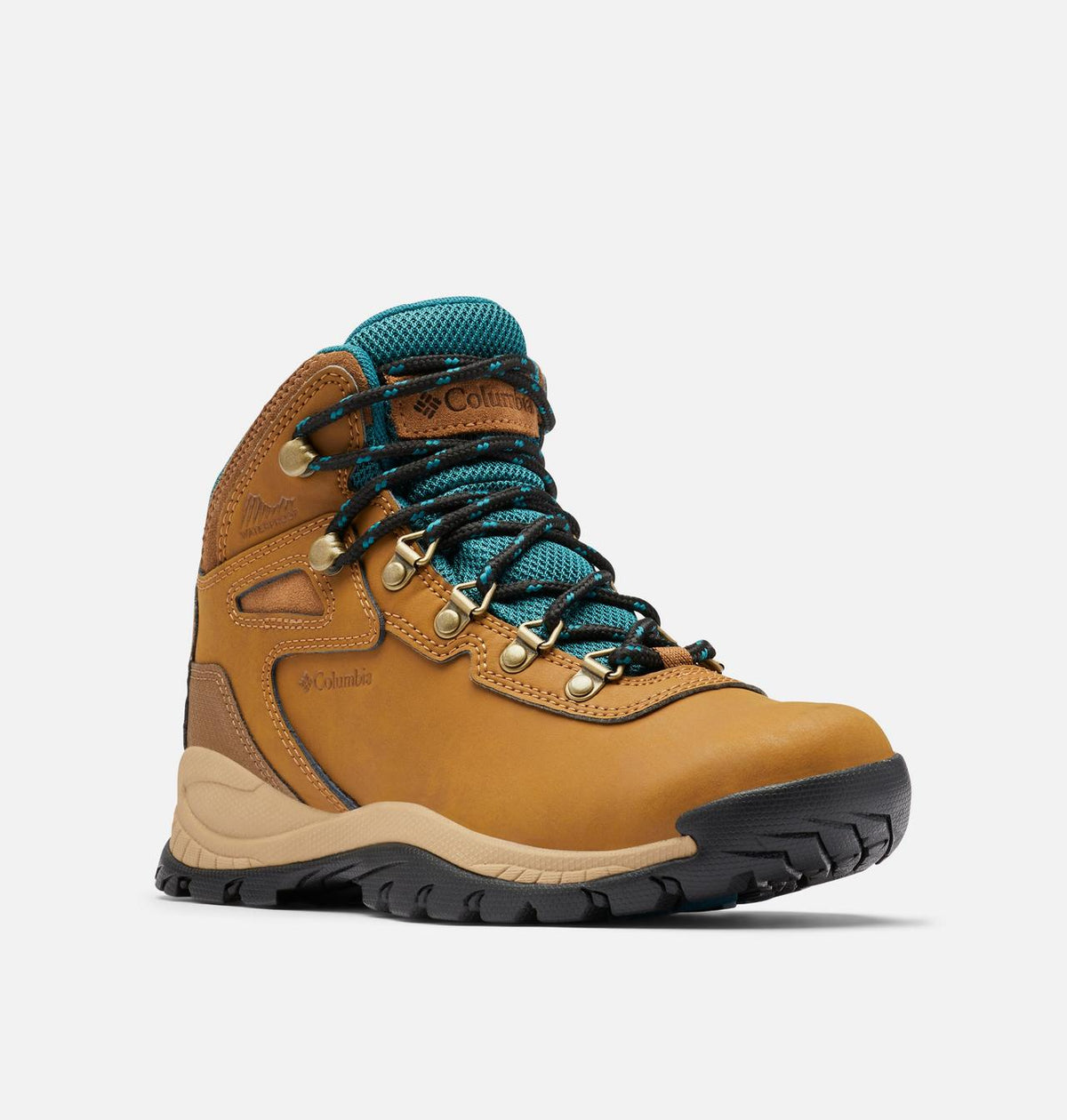 Columbia Newton Ridge Plus Waterproof Hiking Boots Women product view 4 — Elk, River Blue