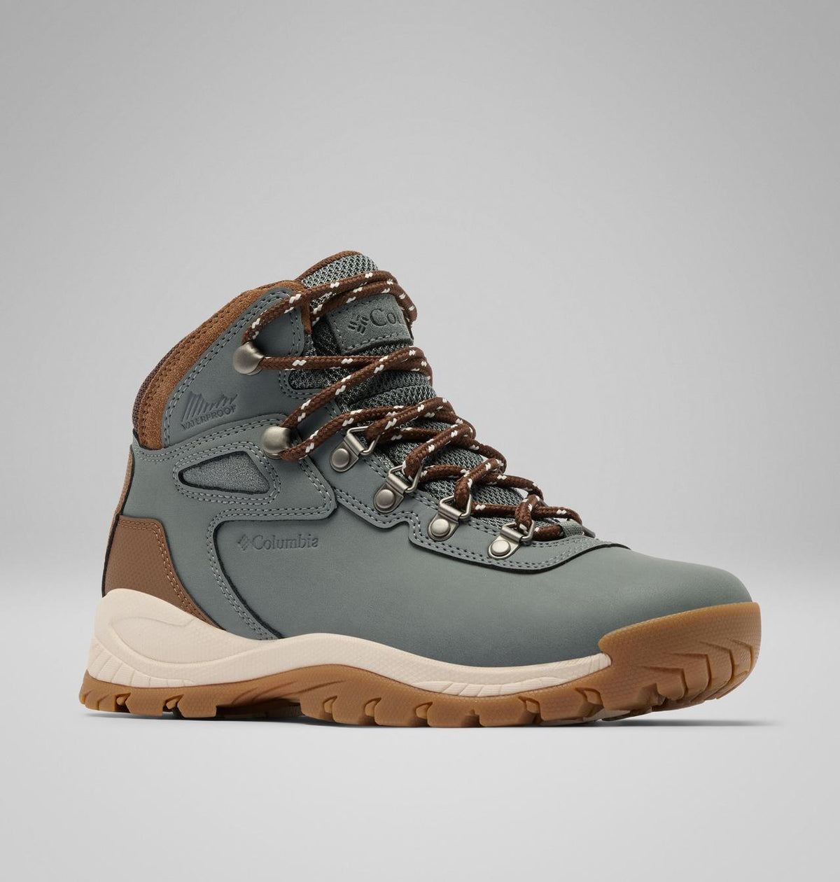 Columbia Newton Ridge Plus Waterproof Hiking Boots Women product view 3 — Sedona Sage, Nutmeg