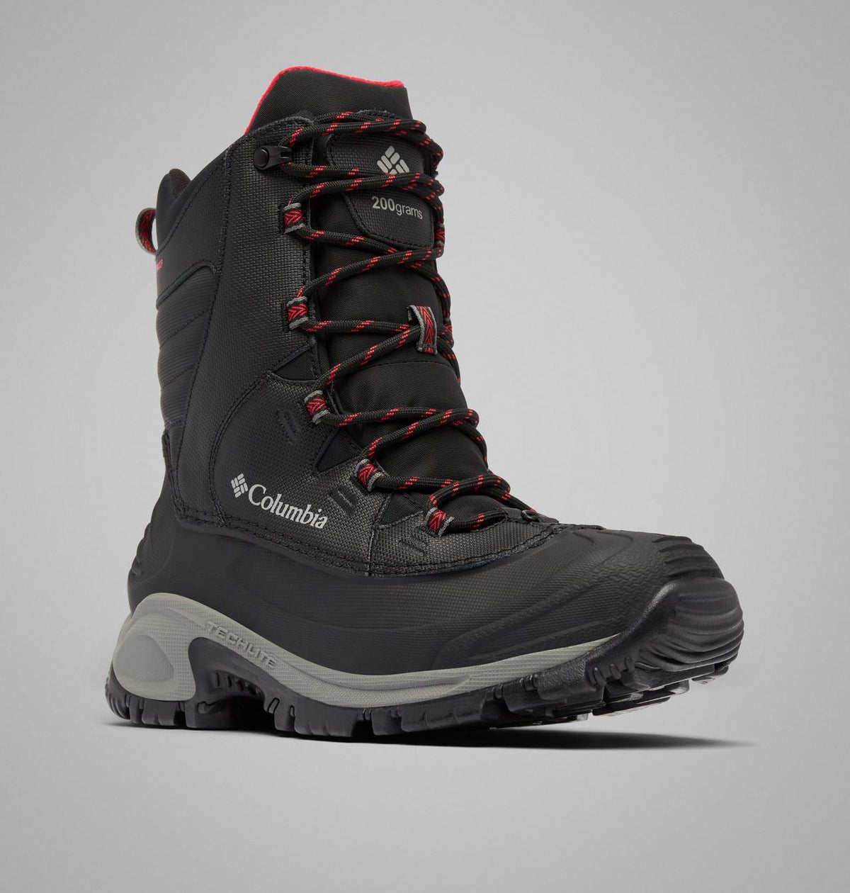 Columbia Bugaboot III Waterproof Snow Boots Men product view 3 — Black, Bright Red