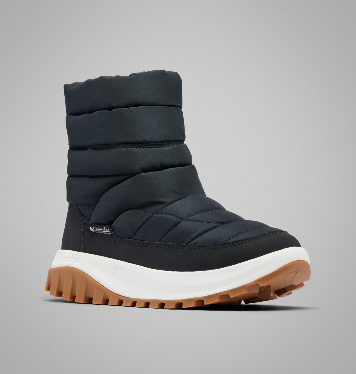 Columbia Snowtrot Waterproof Snow Boots Women product view 3 — Black, Sea Salt