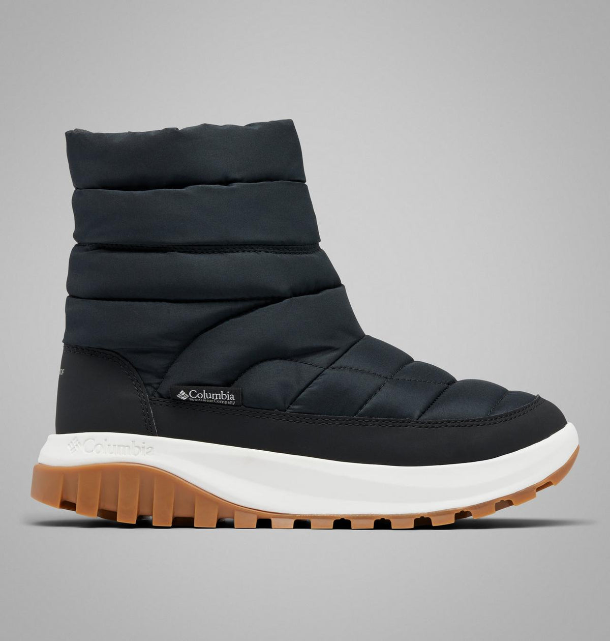 Columbia Snowtrot Waterproof Snow Boots Women product view 1 — Black, Sea Salt