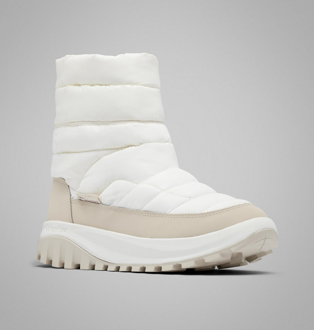 Columbia Snowtrot Waterproof Snow Boots Women product view 3 — Sea Salt, Fig