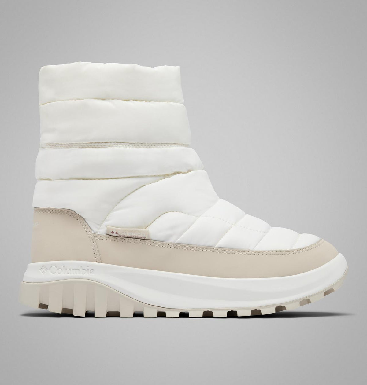 Columbia Snowtrot Waterproof Snow Boots Women product view 1 — Sea Salt, Fig