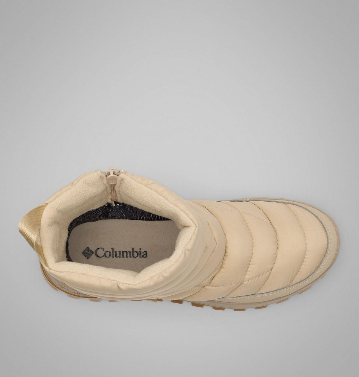 Columbia Snowtrot Waterproof Snow Boots Women product view 4 — Ancient Fossil, Oxford Tan