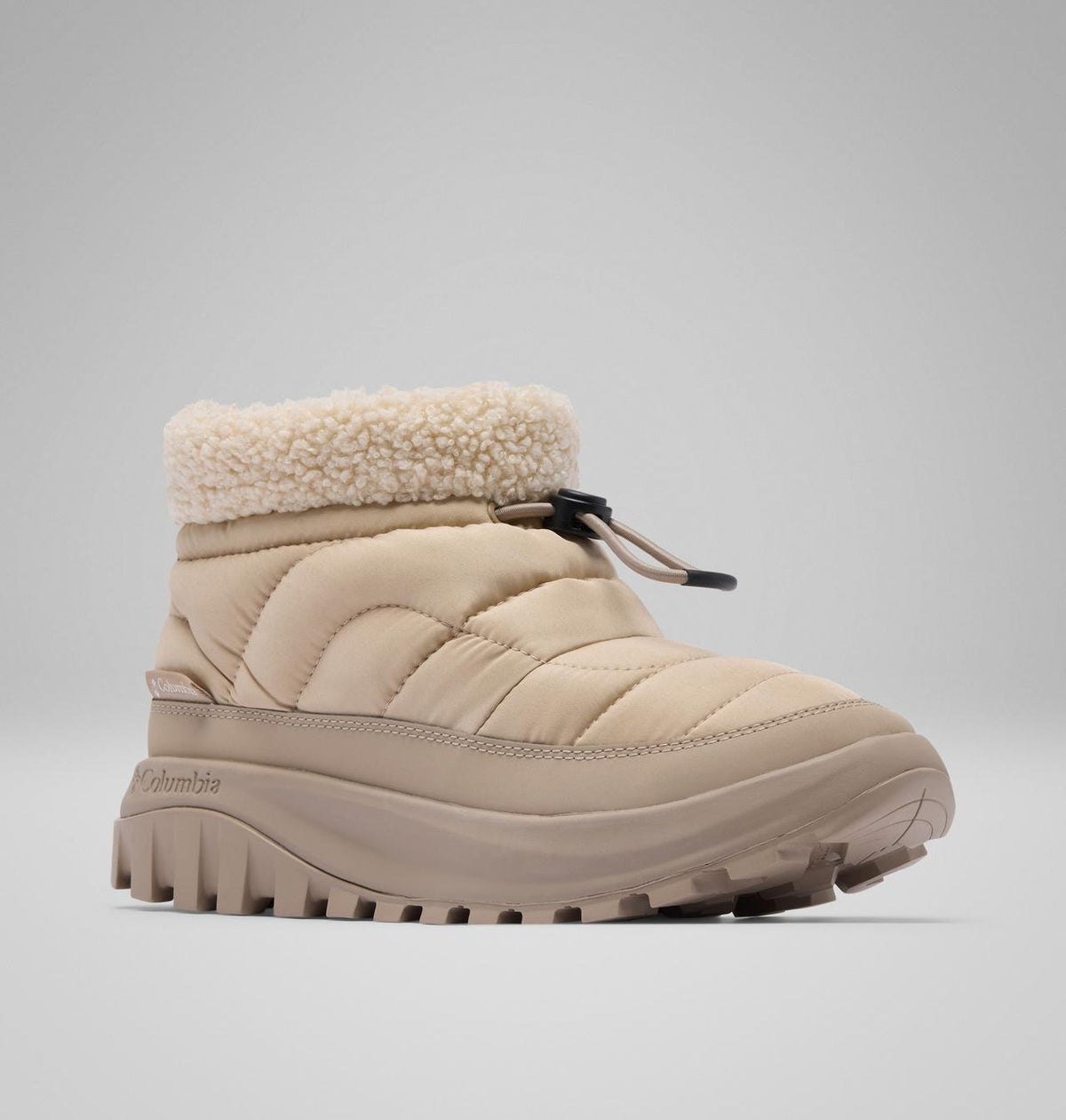 Columbia Snowtrot Shorty Winter Boots Women product view 3 — Ancient Fossil, Oxford Tan