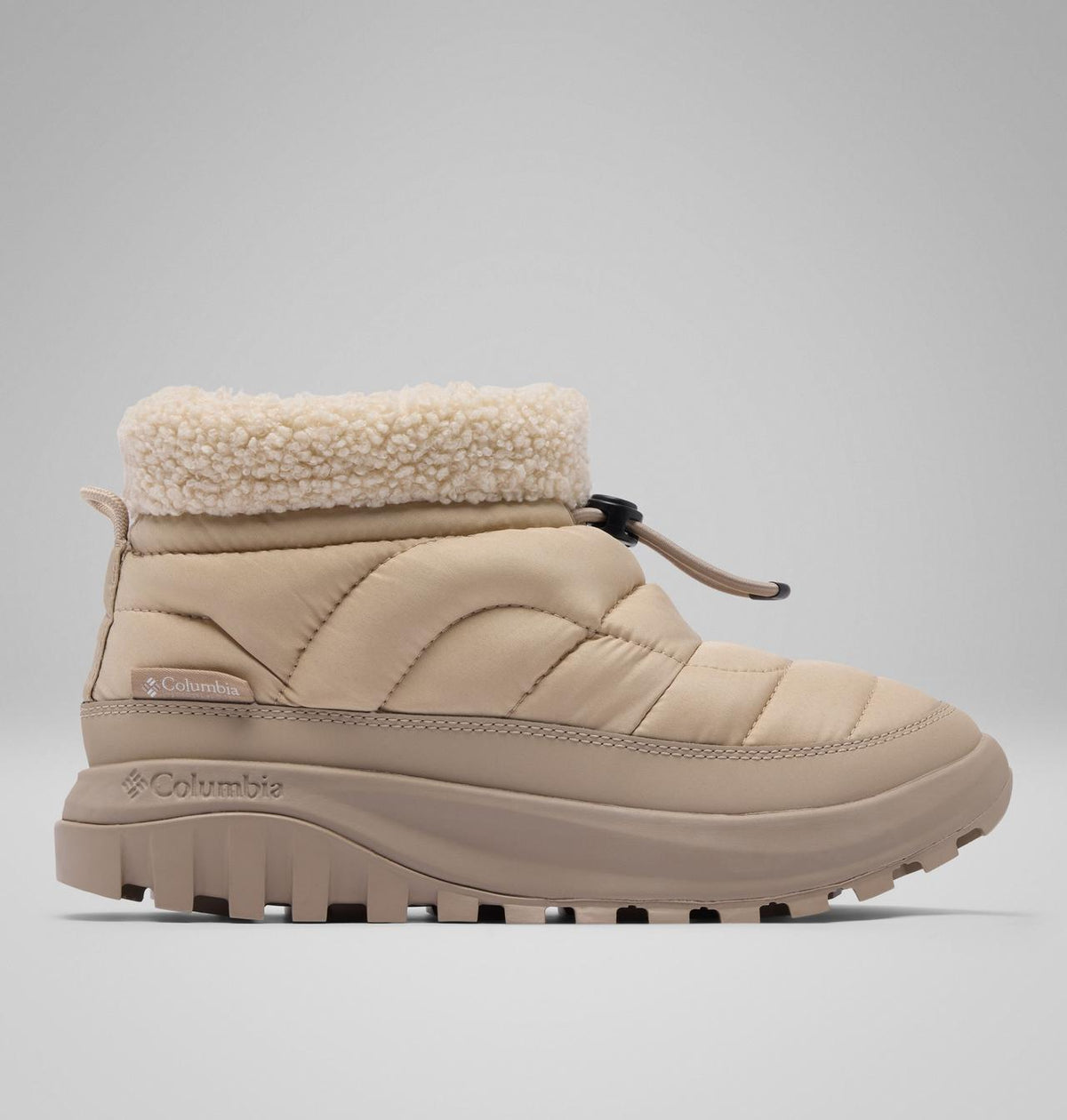 Columbia Snowtrot Shorty Winter Boots Women product view 1 — Ancient Fossil, Oxford Tan