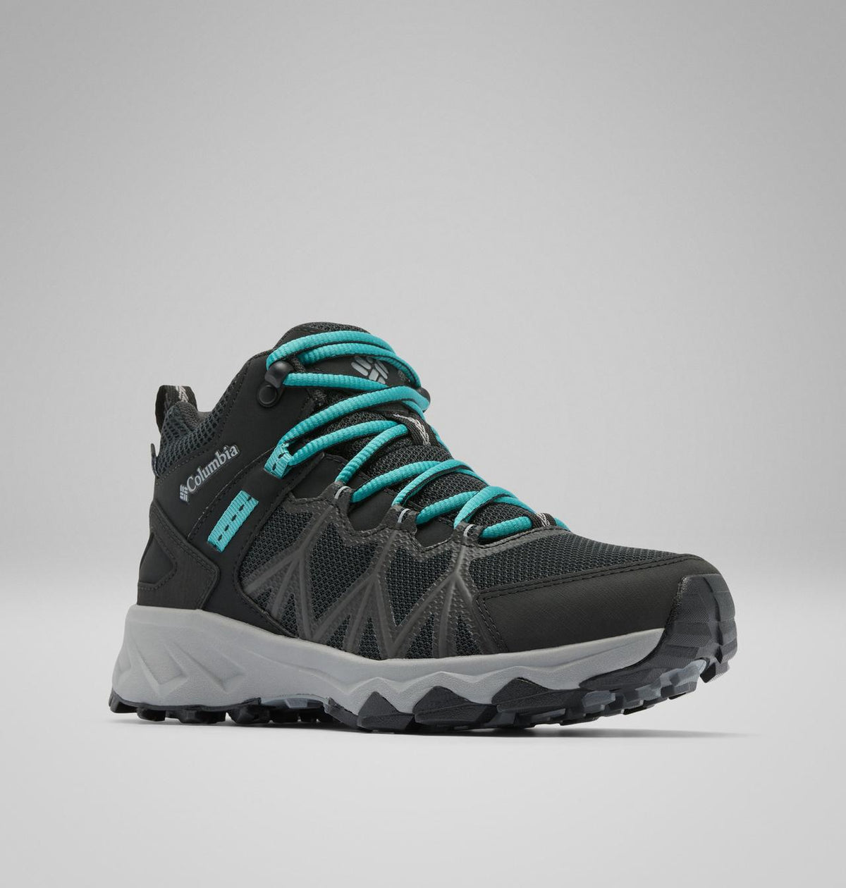 Columbia Peakfreak II Mid OutDry Hiking Shoes Women product view 3 — Black, Teal