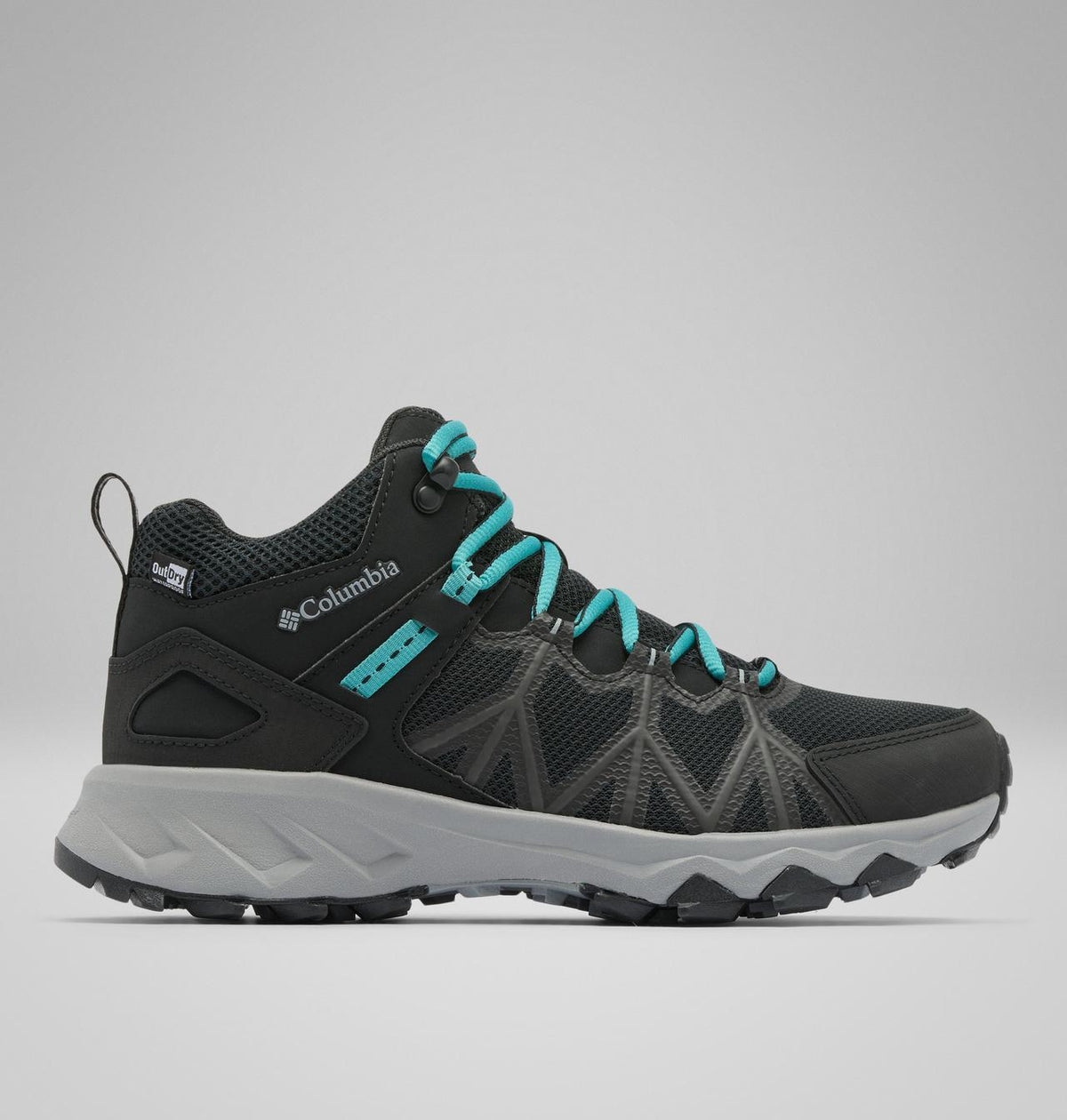 Columbia Peakfreak II Mid OutDry Hiking Shoes Women product view 1 — Black, Teal