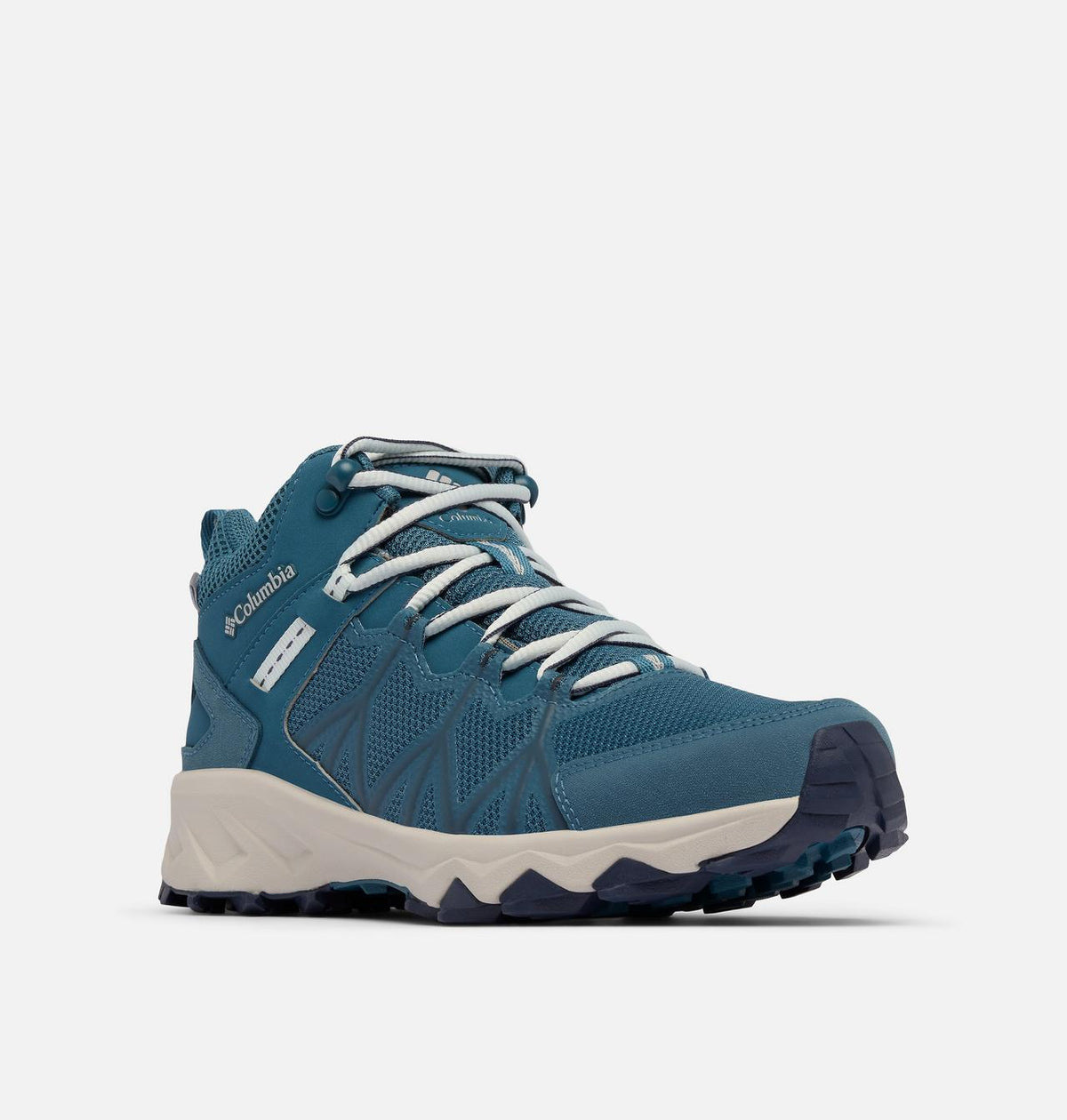 Columbia Peakfreak II Mid OutDry Hiking Shoes Women product view 3 — Blue Heron, Skylight