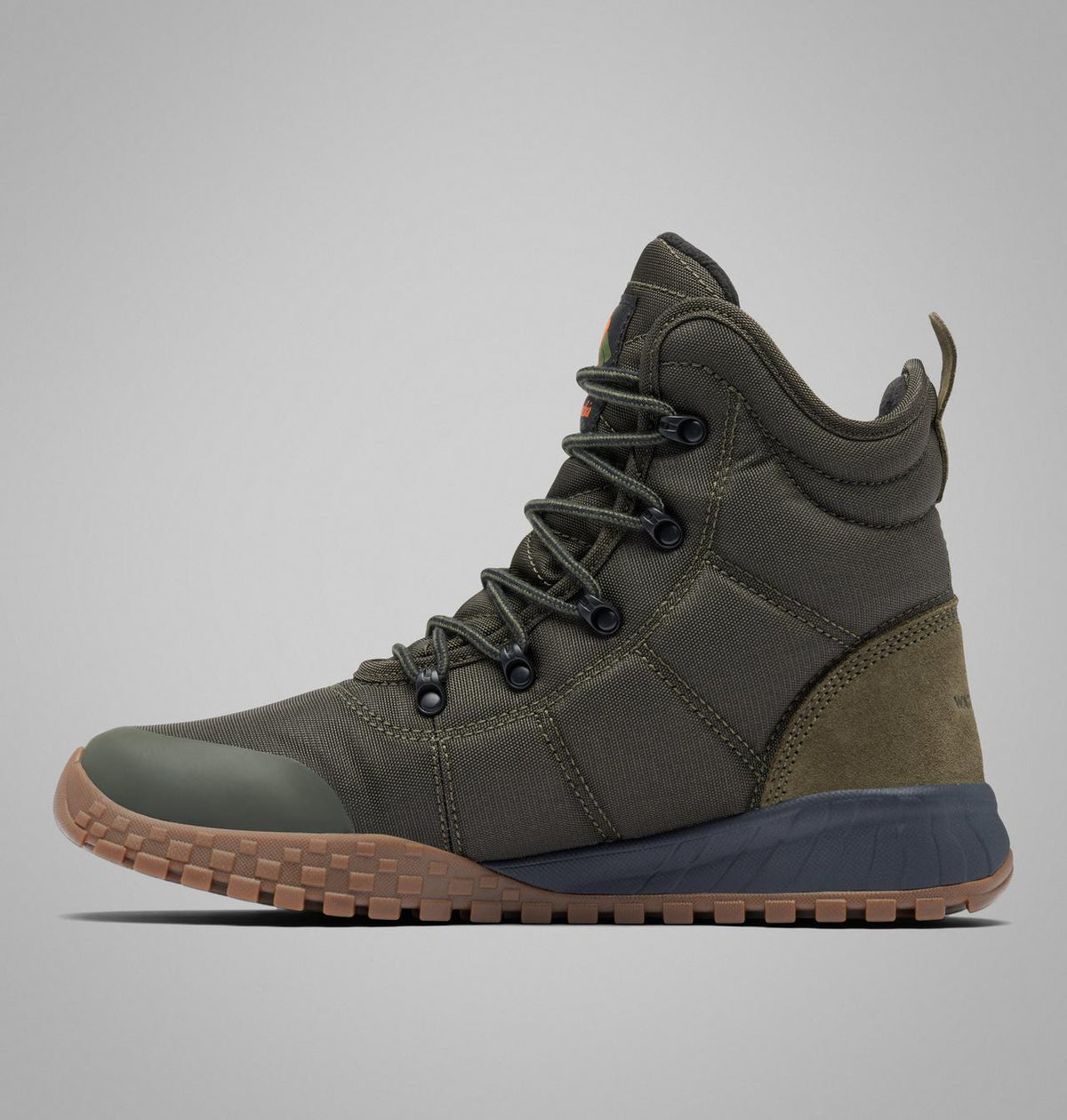 Columbia Fairbanks II Omni-Heat Waterproof Winter Boots Men product view 6 — Deep Olive, Desert Sun