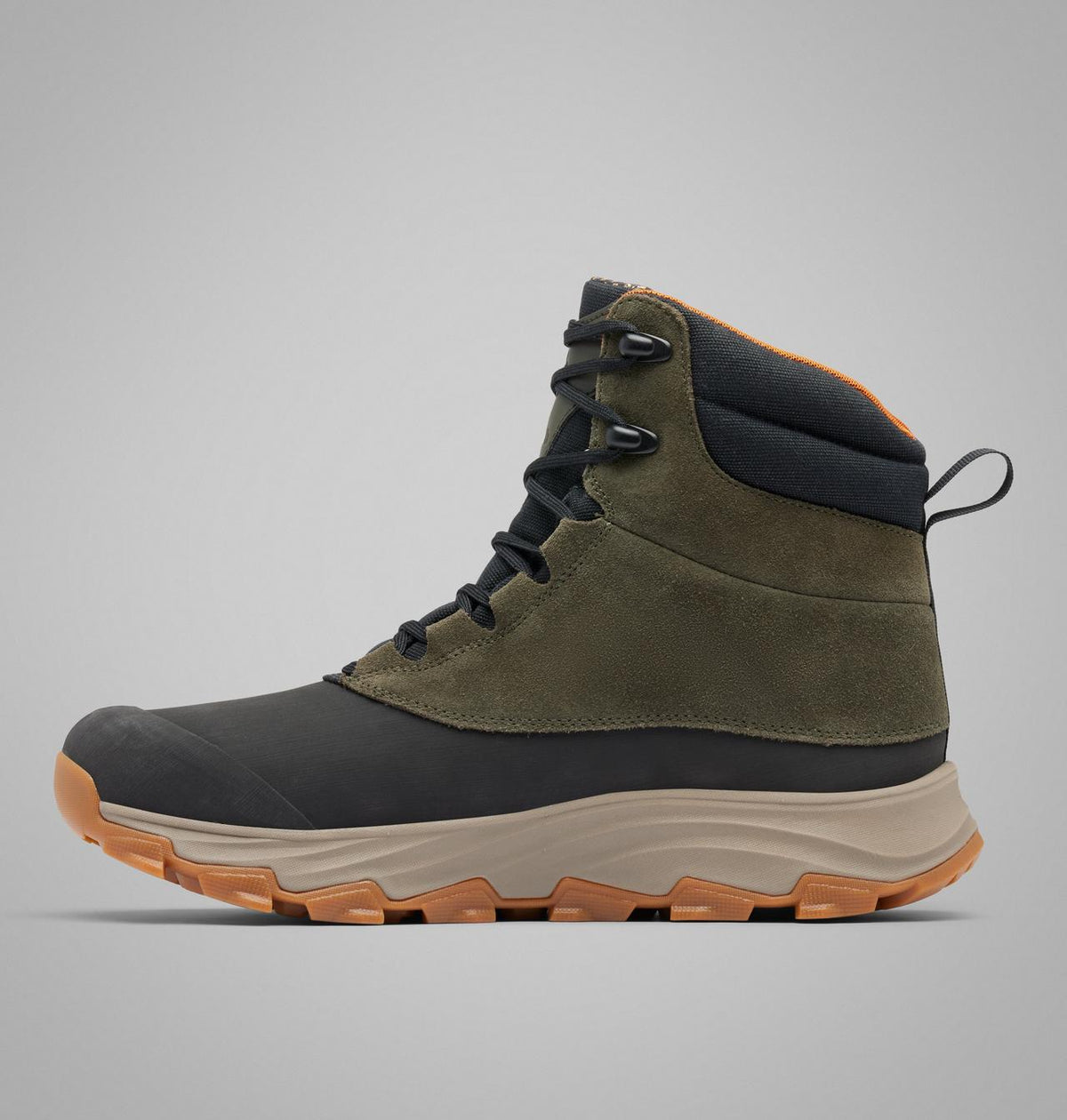 Columbia Expeditionist Shield II Waterproof Winter Boots Men product view 6 — Deep Olive, Desert Sun