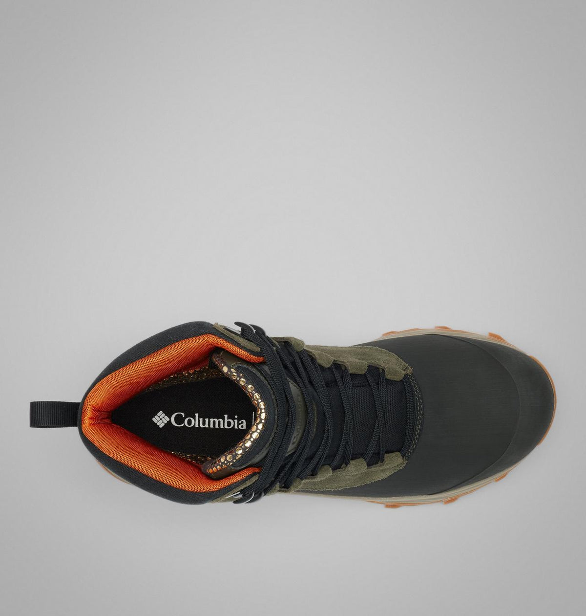 Columbia Expeditionist Shield II Waterproof Winter Boots Men product view 4 — Deep Olive, Desert Sun