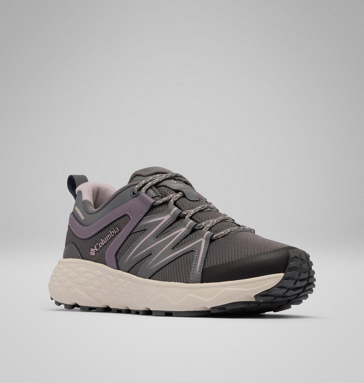 Columbia Peakfreak Roam Waterproof Hiking Shoes Women product view 3 — City Grey, Granite Purple