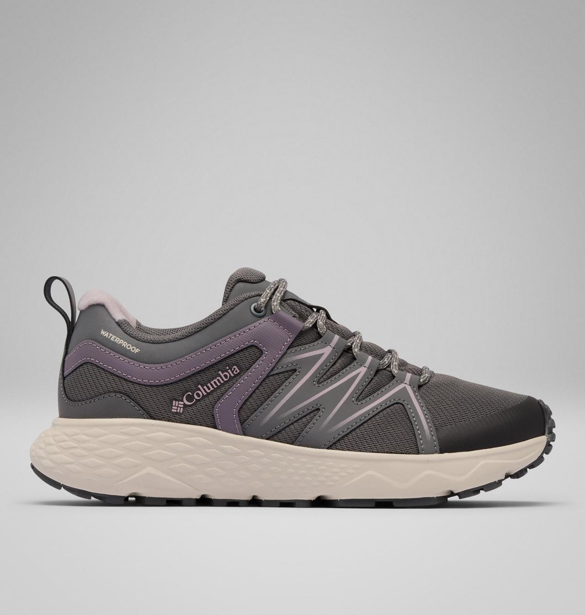 Columbia Peakfreak Roam Waterproof Hiking Shoes Women product view 1 — City Grey, Granite Purple