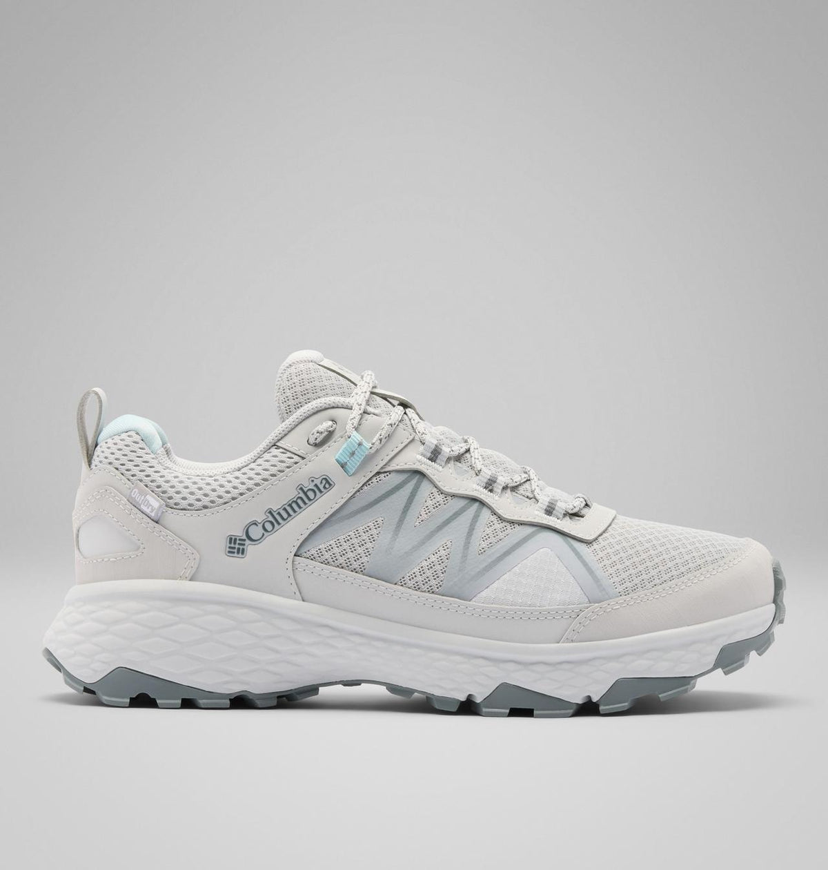 Columbia Peakfreak Rush OutDry Hiking Shoes Women product view 1 — Grey Ice, Marine Light
