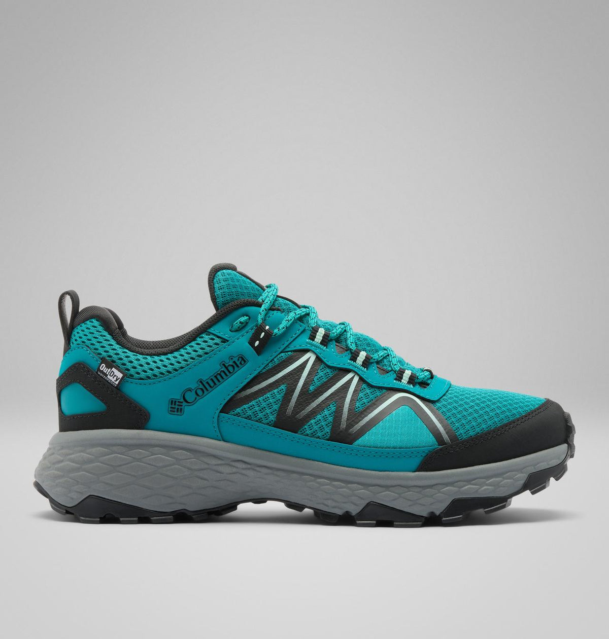 Columbia Peakfreak Rush OutDry Hiking Shoes Women product view 1 — Teal Chloride, Sea Ice