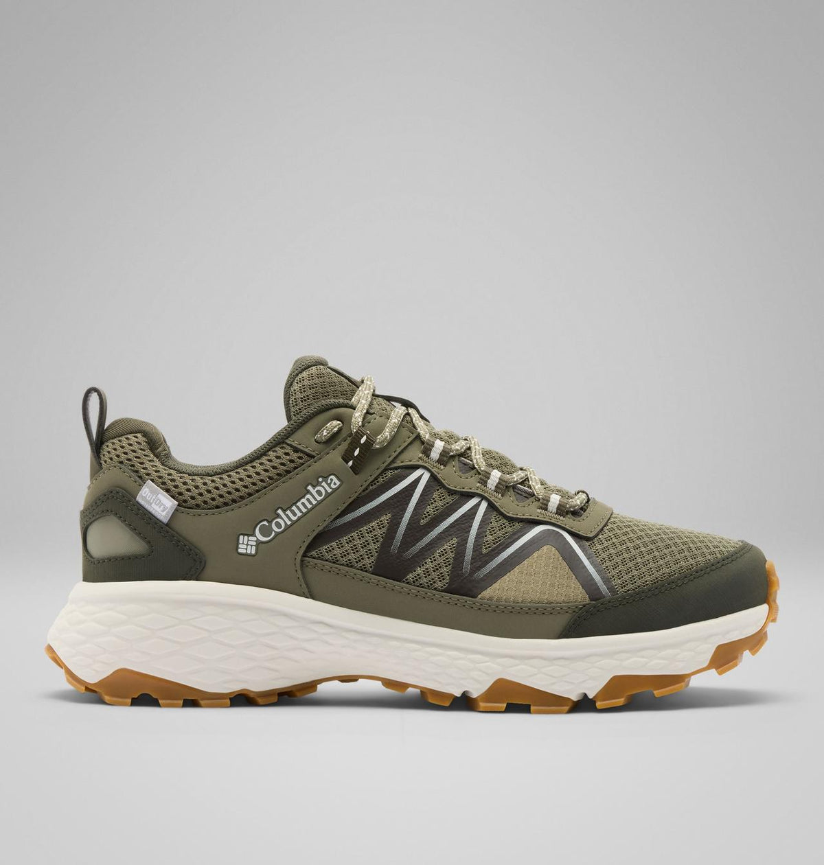 Columbia Peakfreak Rush OutDry Hiking Shoes Women product view 1 — Stone Green, Light Sand