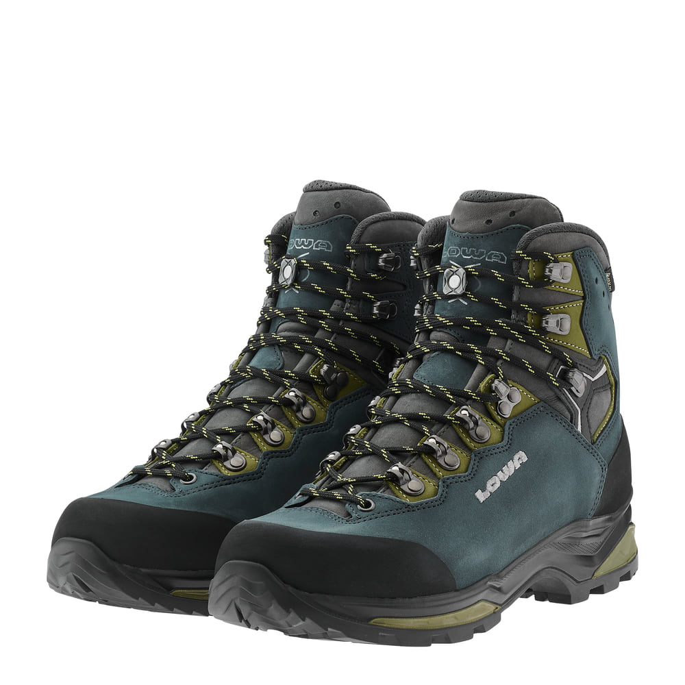LOWA Camino Evo GTX product view 2 — steel blue/kiwi