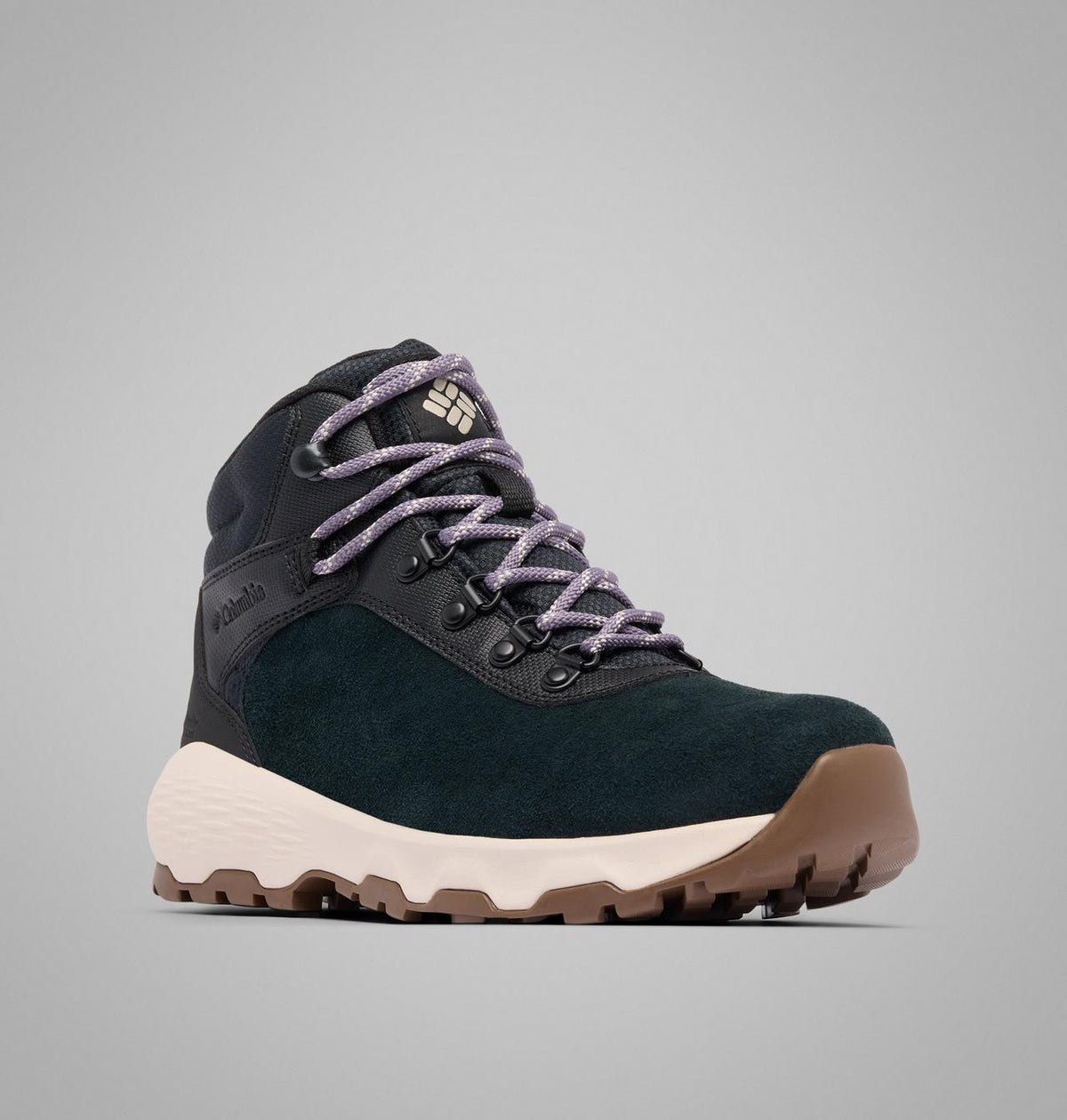 Columbia Newton Wander Waterproof Hiking Boots Women product view 3 — Black, Granite Purple